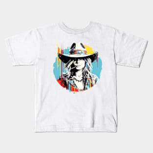 American Cowgirl Western Country Tradition Culture Abstract Kids T-Shirt
